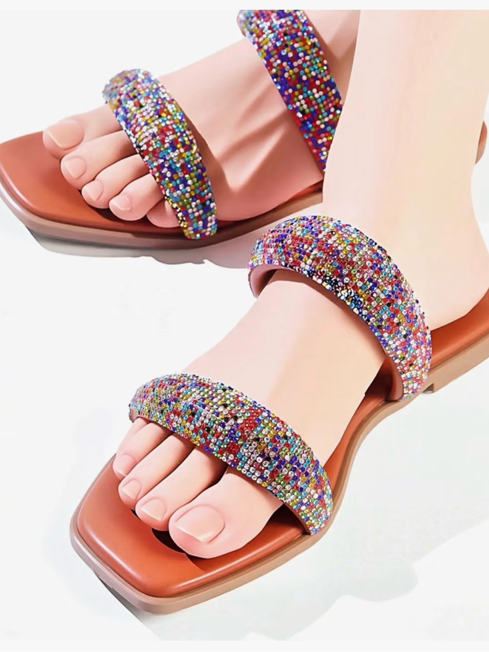 Women’s Multicolor Beaded Double-Strap Sandals